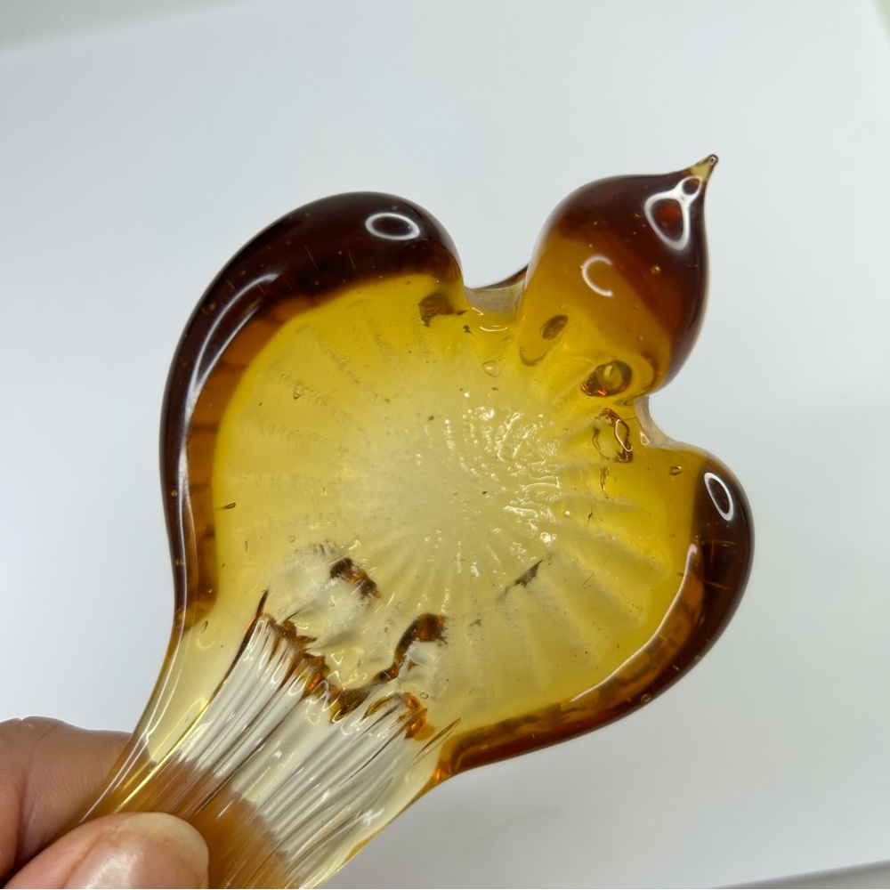 Vintage Amber Glass Hand Blown Small Dish - Picture 6 of 8